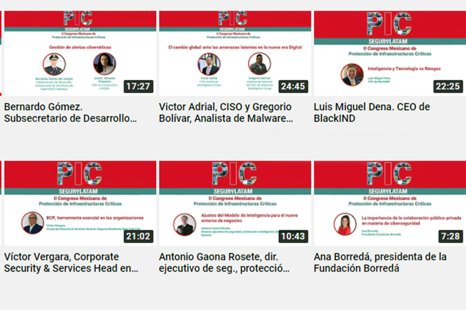 Vídeos del II Congreso Mexicano de Protección de Infraestructuras Críticas