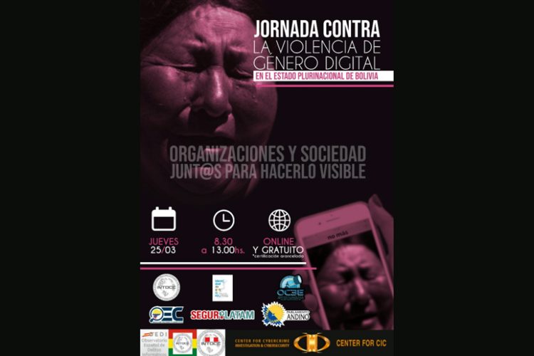 cartel de la Jornada contra la Violencia de Género Digital en el Estado Plurinacional de Bolivia