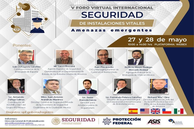 Ponentes del V Foro Virtual Internacional de Seguridad en Instalaciones Vitales de México