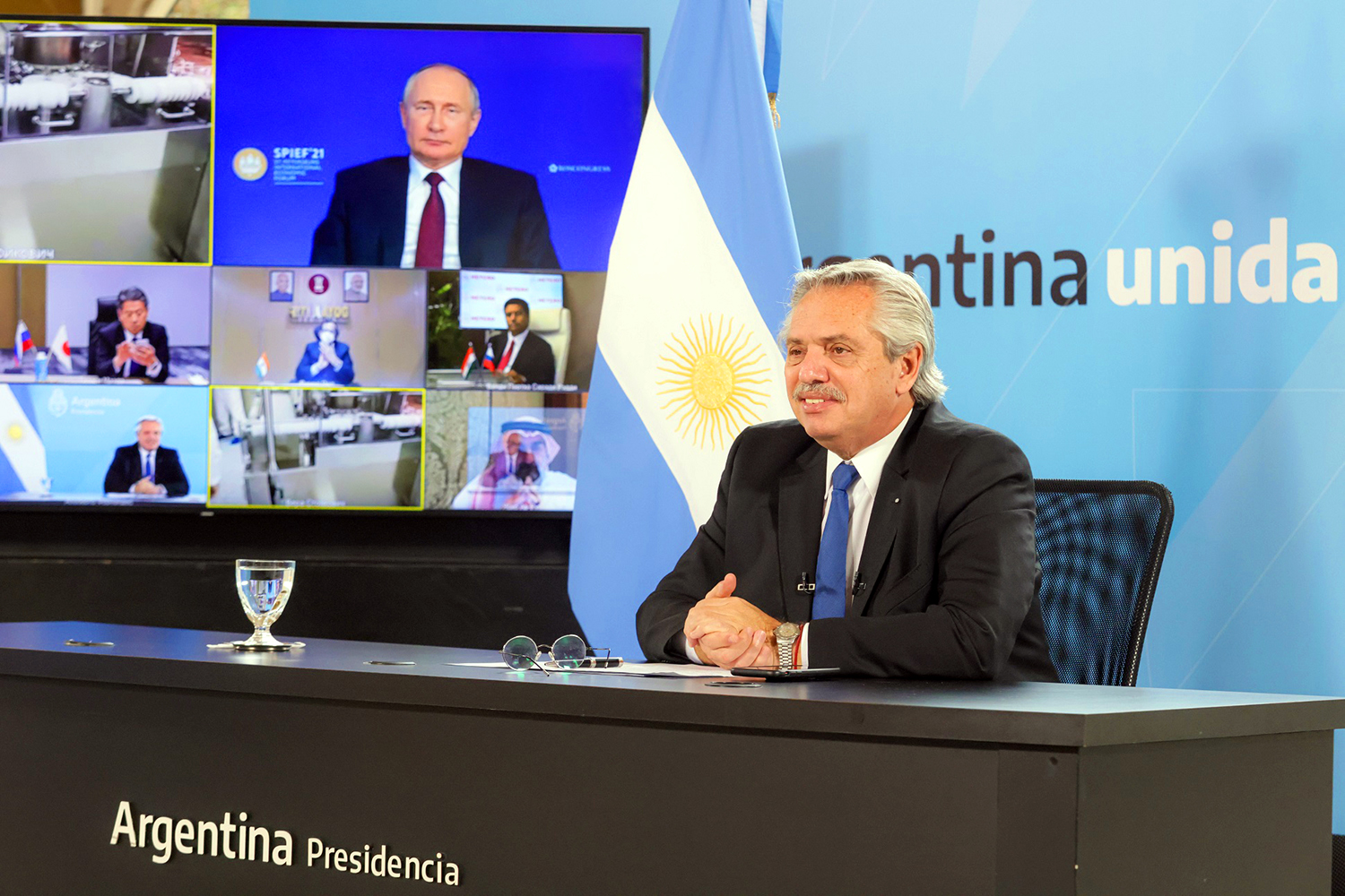 Alberto Fernández y Vladímir Putin, presidentes de Argentina y Rusia