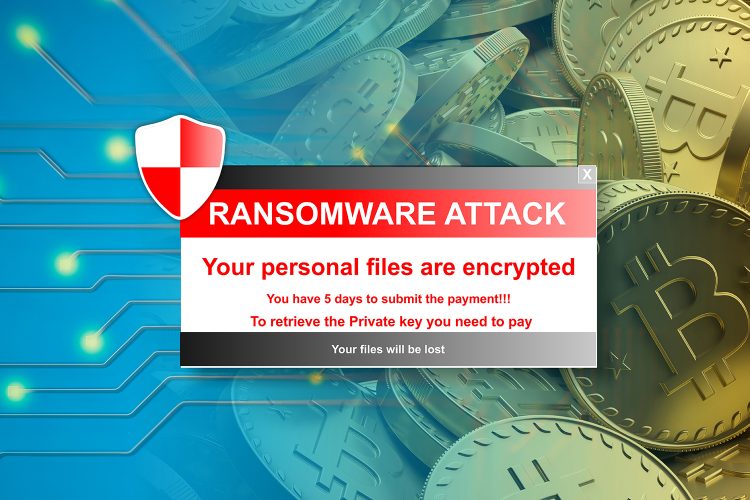 solicitud de rescate en criptomonedas en un ataque de ransomware