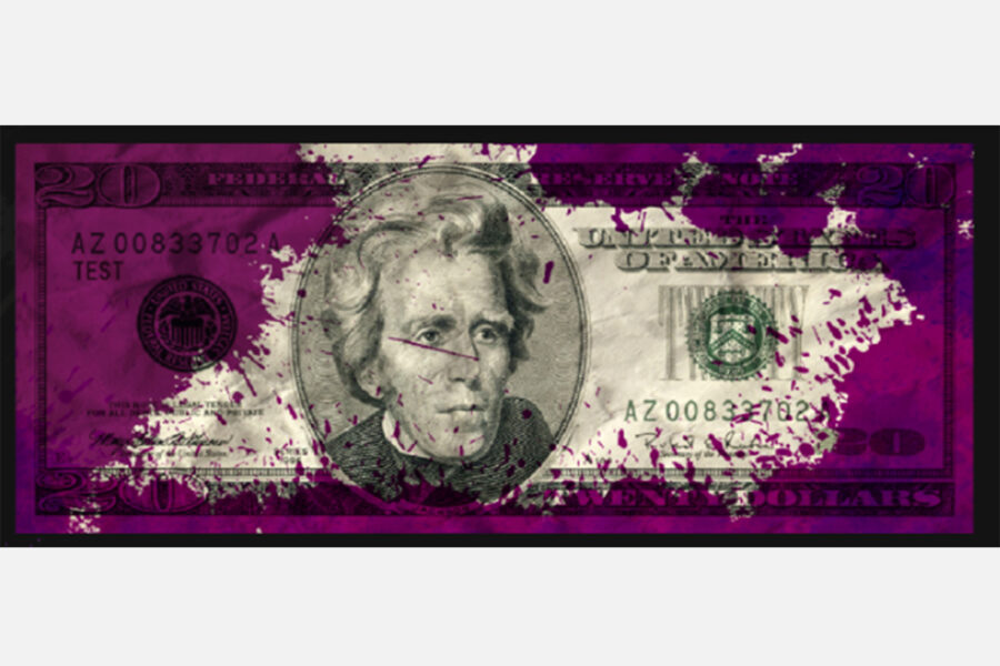 billete de dólar entintado