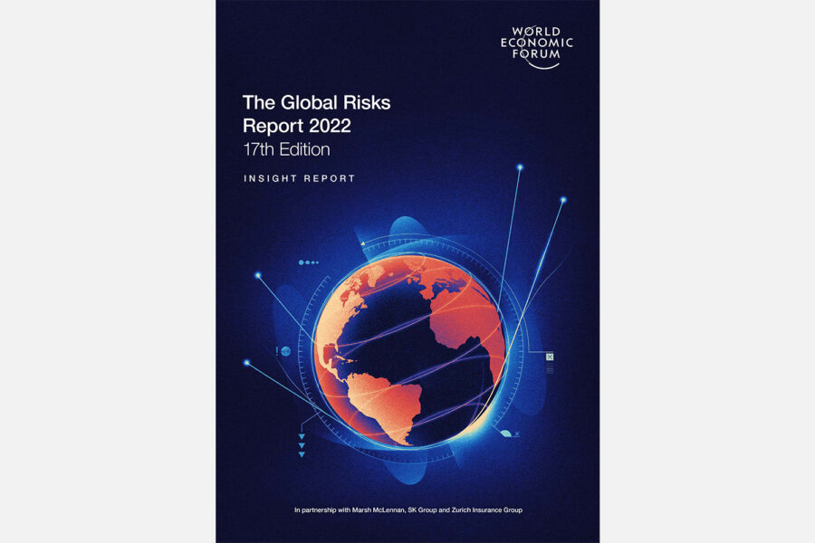 Portada del informe The Global Risks Report 2022 del Foro Económico Mundial (WEF)