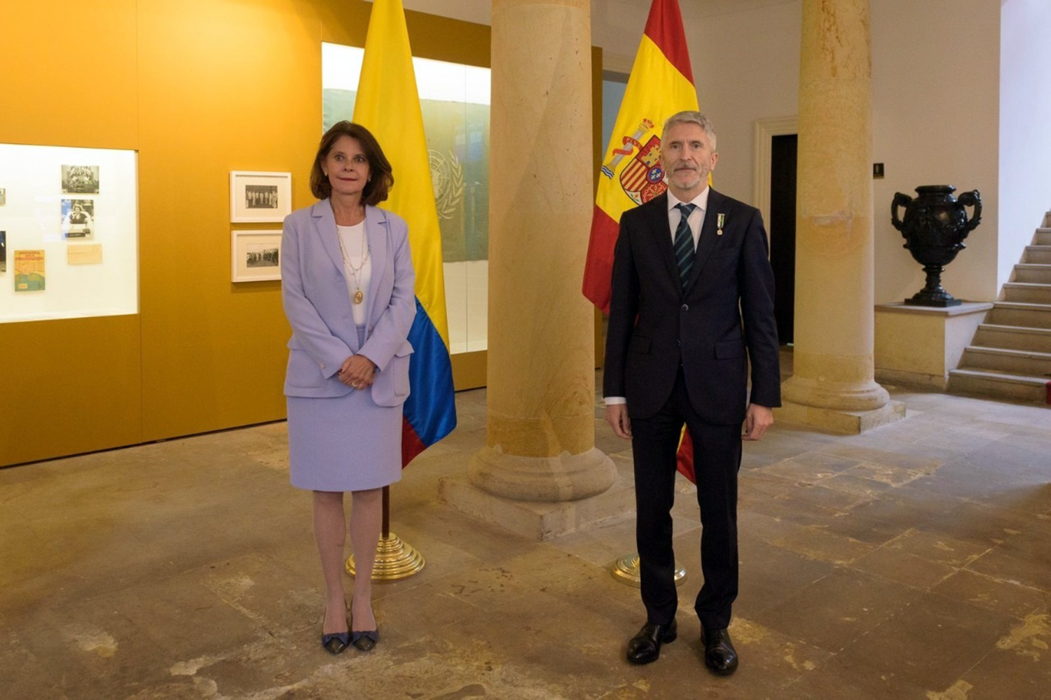 Marta Lucía Ramírez y Fernando Grande-Marlaska hablaron de la cooperación entre Colombia y España en materia de seguridad