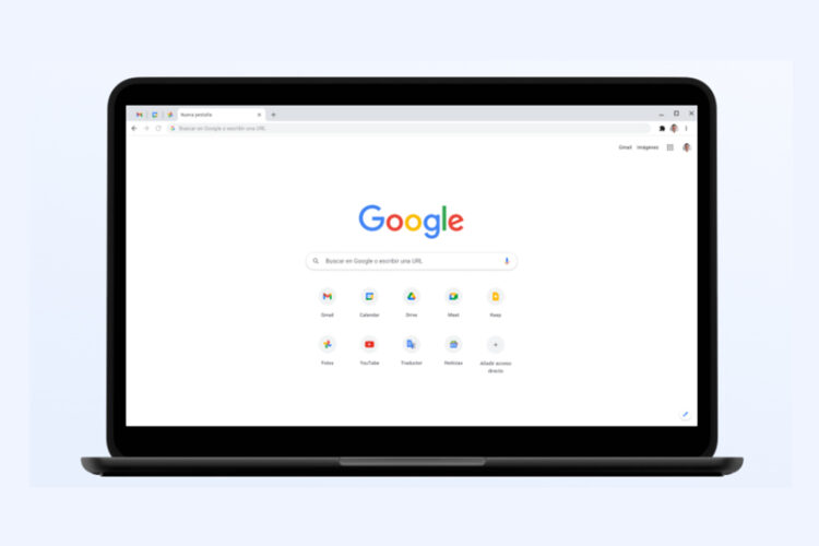 ordenador portátil con el buscador de Google