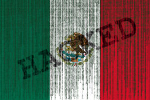 bandera de México con la palabra hacked