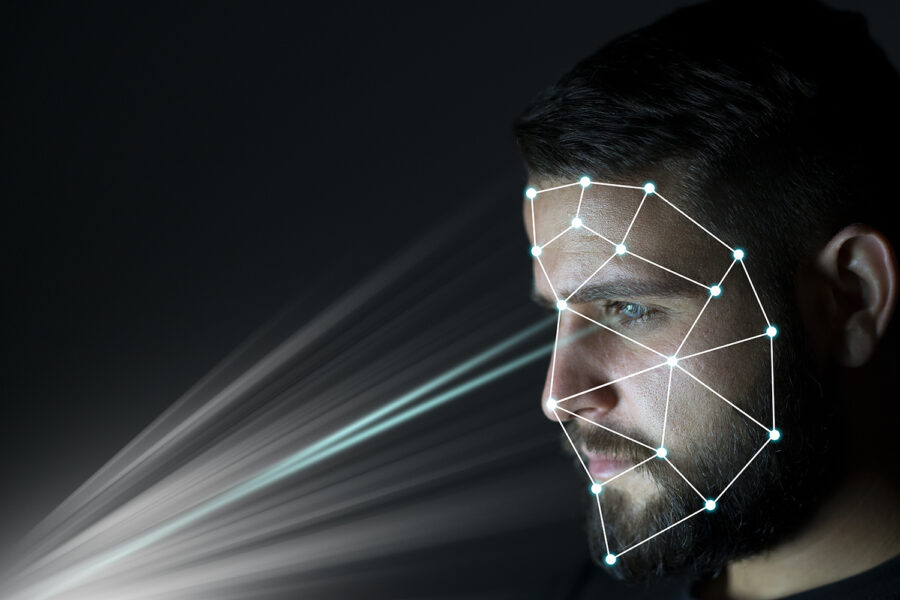 concepto de sistema biométrico de reconocimiento facial