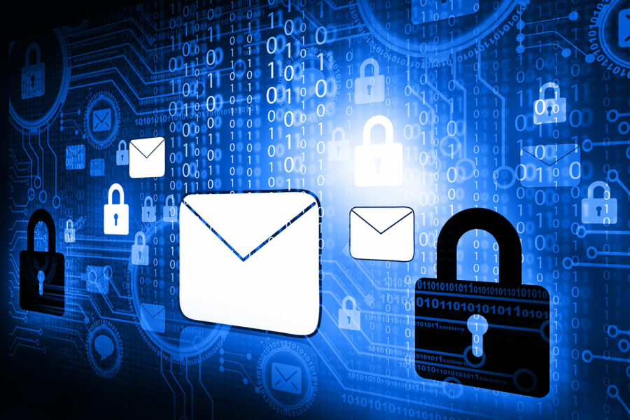 concepto de correos electrónicos y ciberseguridad