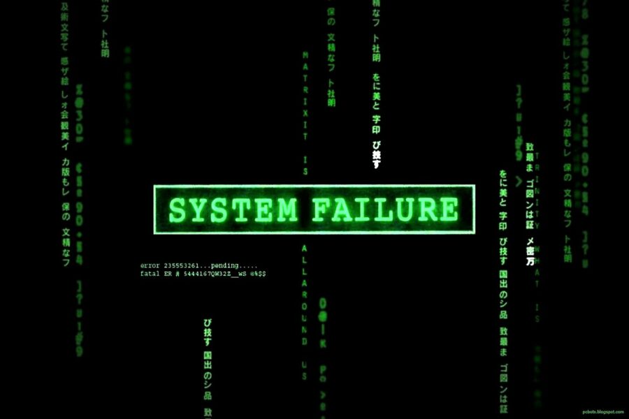 pantalla informática con el cartel System Failure