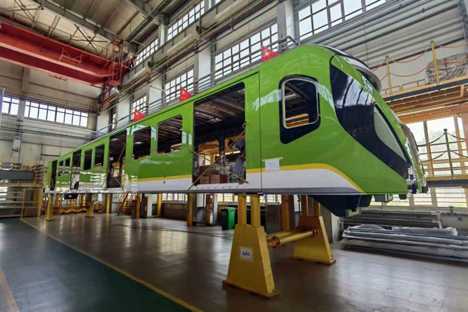 Uno de los vagones que se emplearán en la nueva Línea 1 del Metro de Bogotá