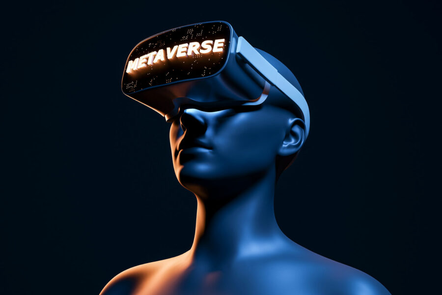 una persona usa unas gafas de realidad virtual para acceder al metaverso