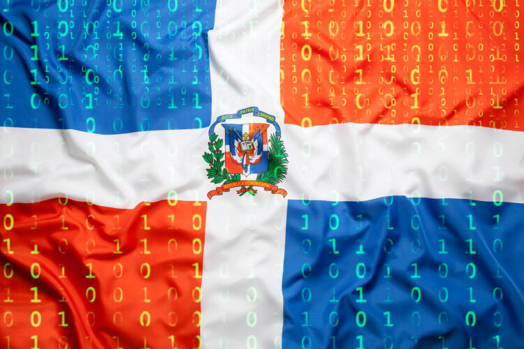 bandera de la República Dominicana con código binario