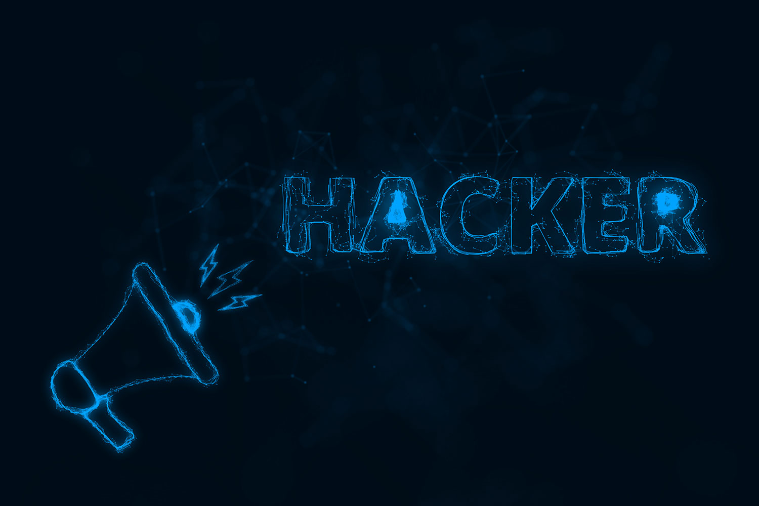 un megáfono difunde la palabra hacker