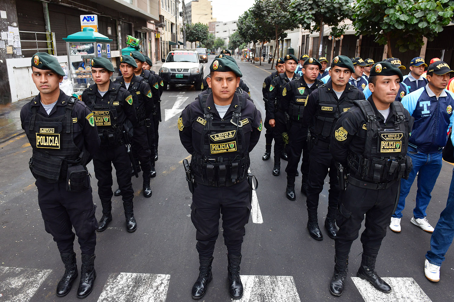 Suboficiales del Escuadrón Verde, grupo emblemático de la Policía Nacional del Perú
