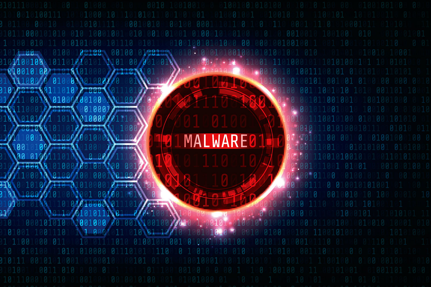 la palabra malware dentro de un círculo rojo