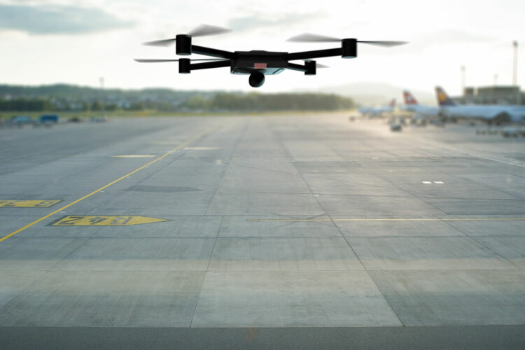 un dron en un aeropuerto
