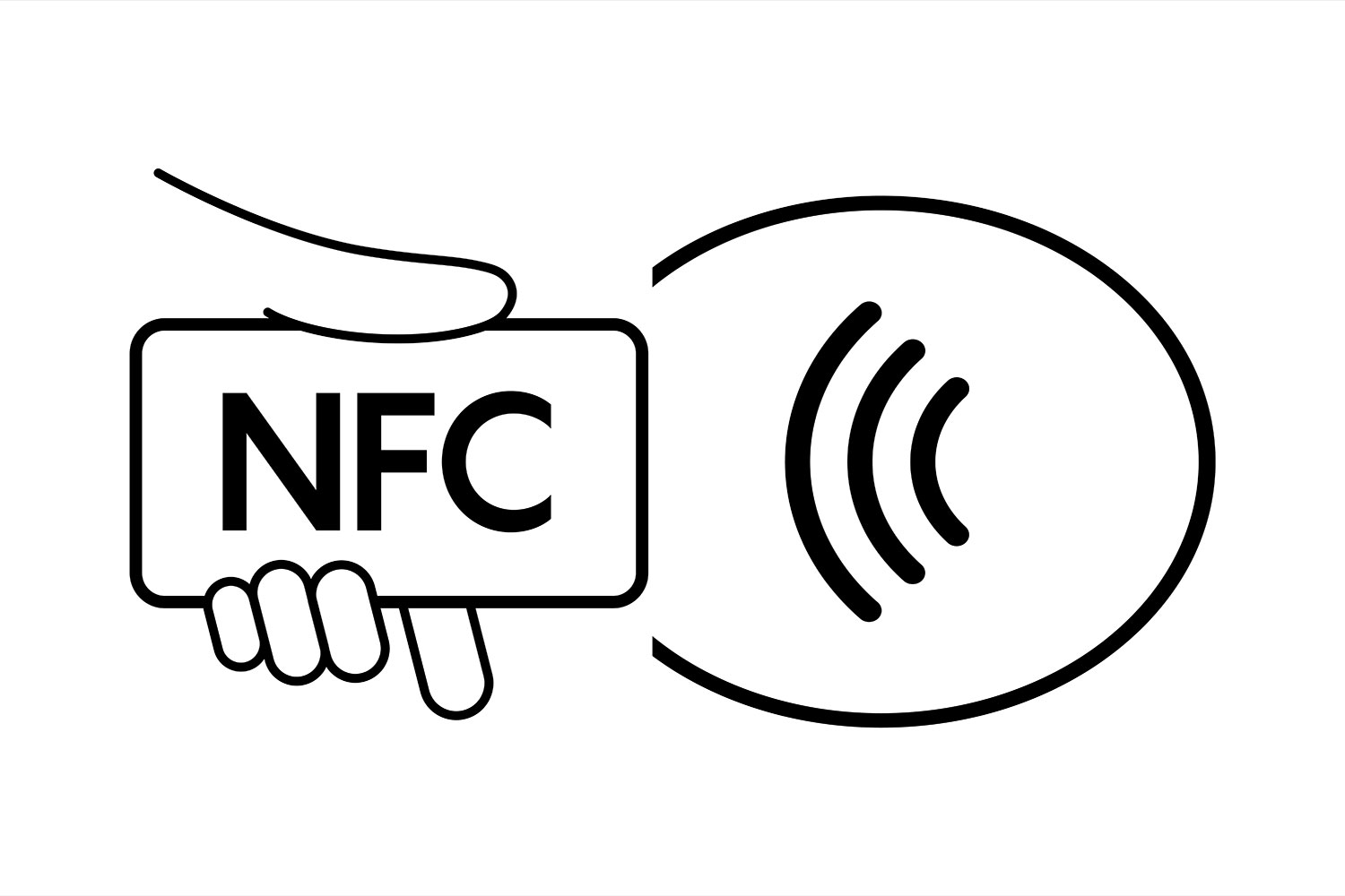 una mano sujeta un teléfono móvil con tecnología NFC