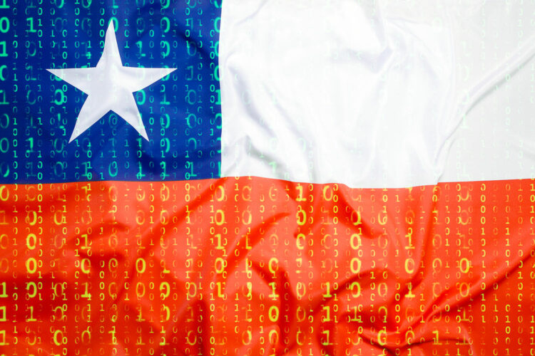 bandera de Chile con código binario