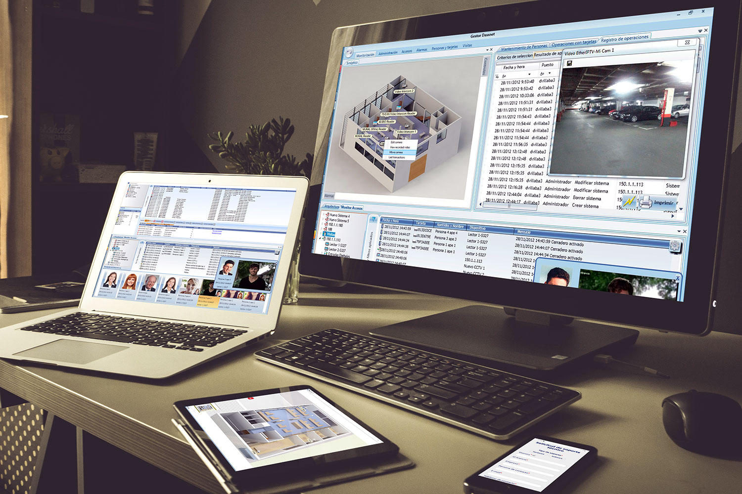 sistema de videovigilancia en distintos dispositivos informáticos