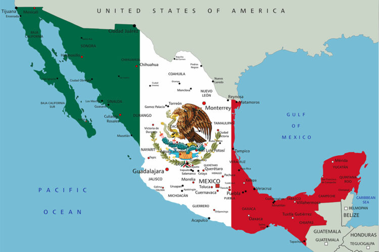 mapa de México con ciudades
