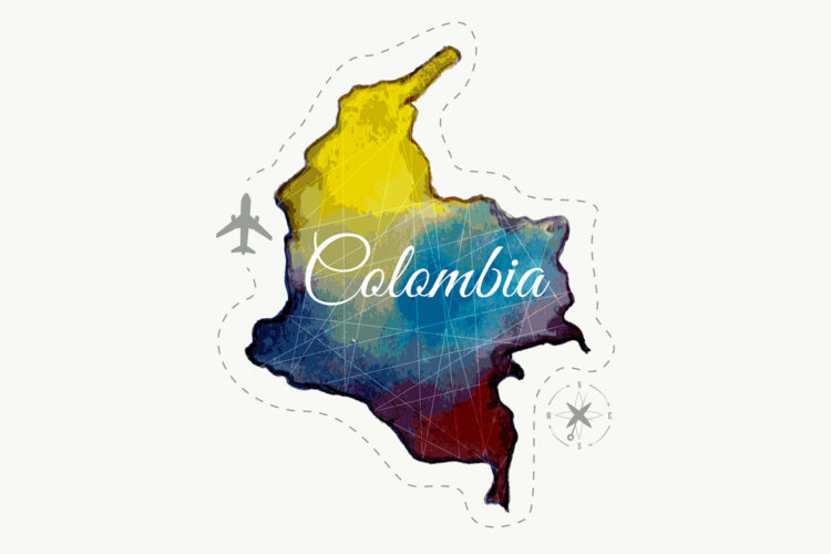 mapa de Colombia con un avión