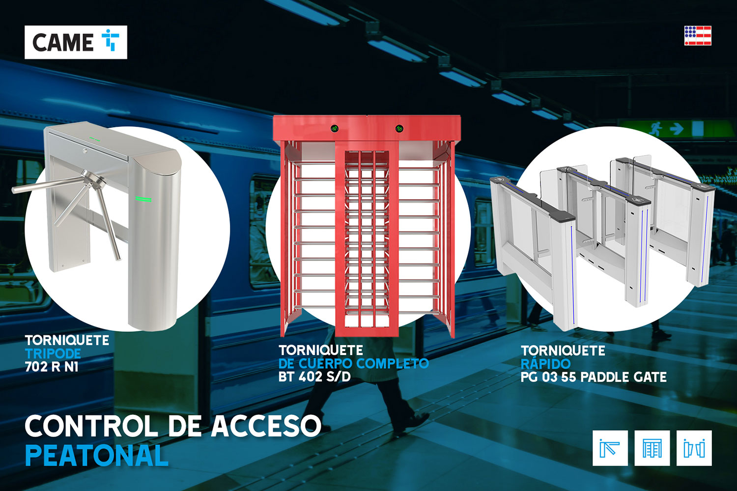 Soluciones de control de acceso peatonal de CAME.