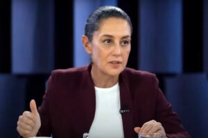 Claudia Sheinbaum, candidata a la presidencia de México, en una entrevista concedida al programa televisivo ‘Café Milenio’