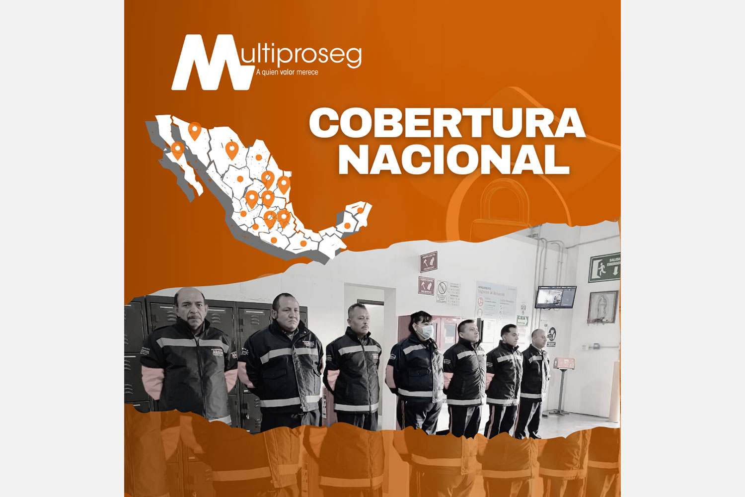 anuncio de Multiproseg sobre su cobertura nacional con guardias de seguridad privada