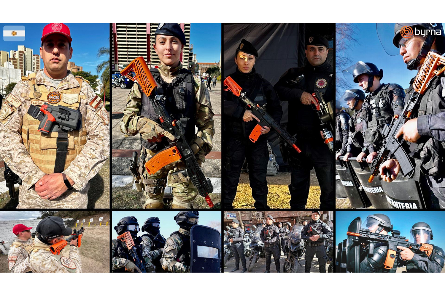 policías y militares con armas no letales de BYRNA