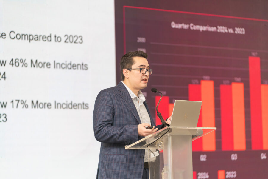 Carlos Diaz, de Check Point, habla en su charla sobre el 'ransomware' durante el año 2024.