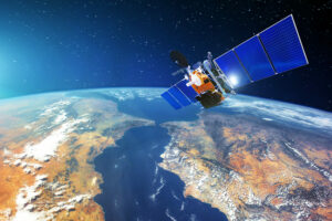 un satélite sobre el planeta Tierra