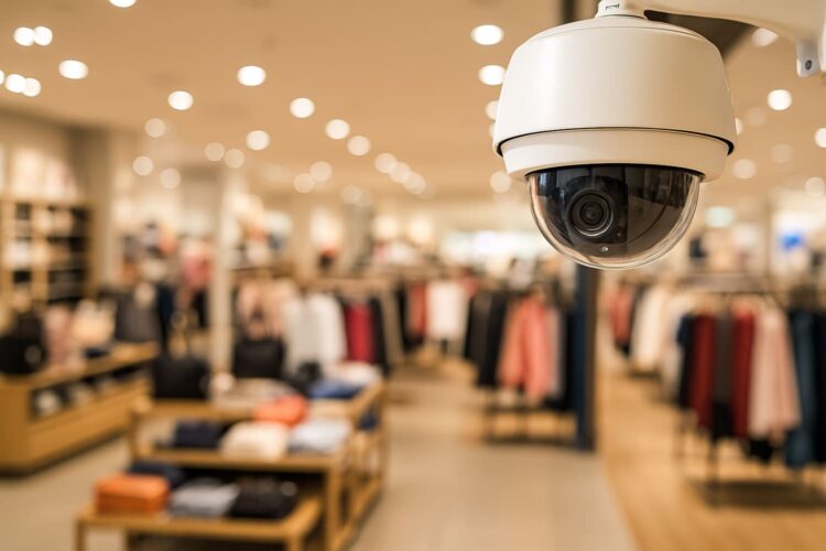 una cámara de vigilancia en una tienda de ropa