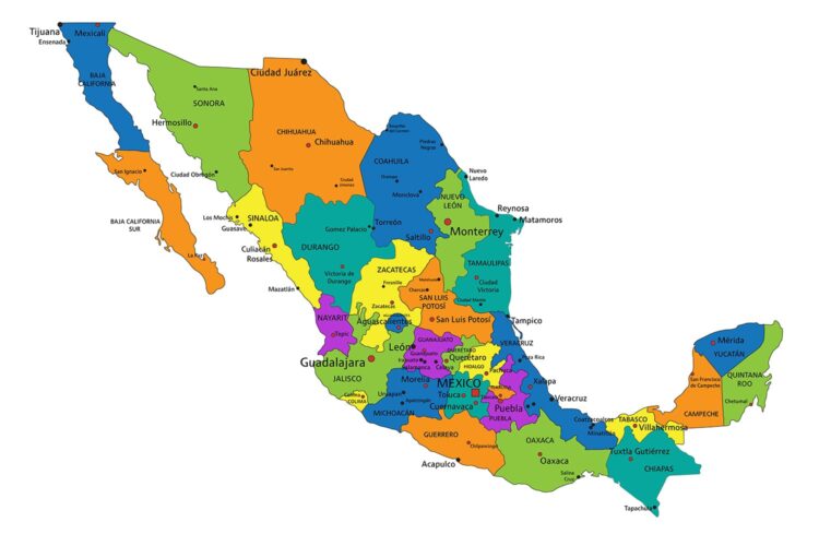 mapa de México por estados