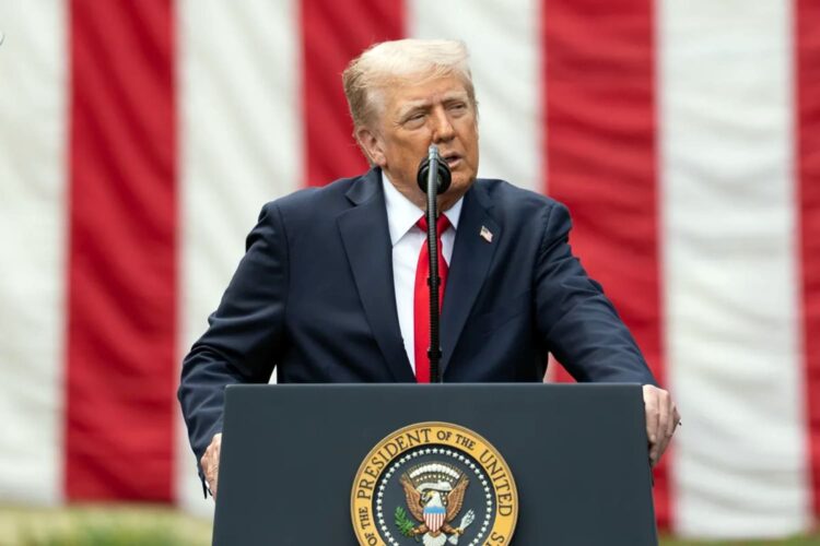 El presidente estadounidense Donald Trump pronuncia un discurso