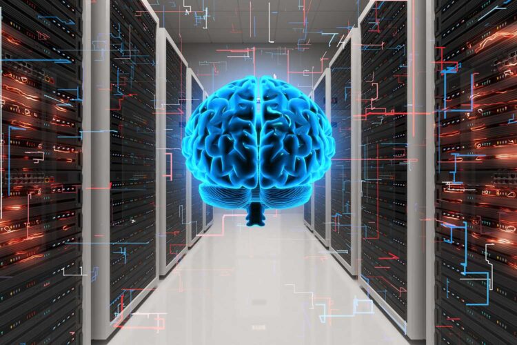 un centro de datos con un cerebro