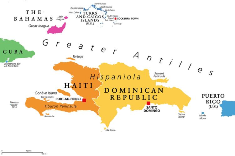 Mapa de Haití y República Dominicana