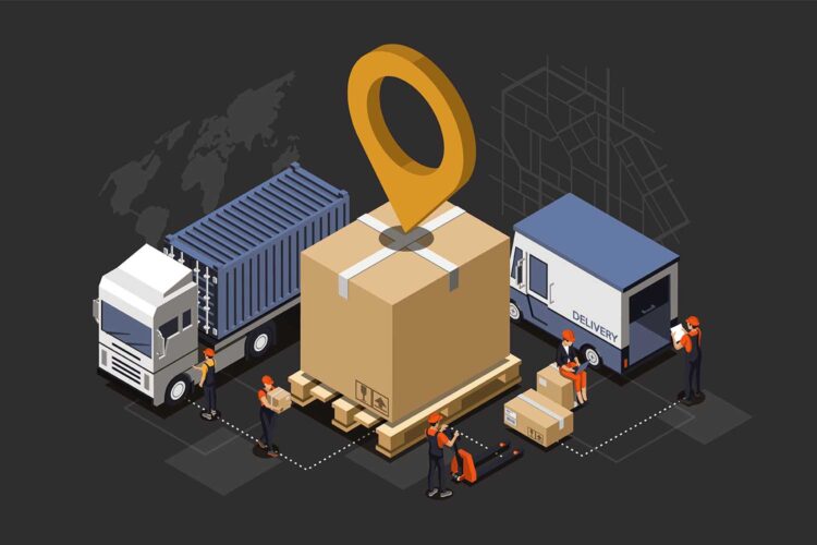 infografía de un GPS en un servicio de logística
