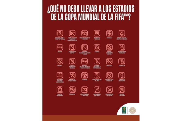 objetos prohibidos en los estadios del Mundial de Fútbol 2026
